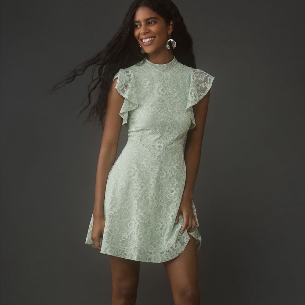 NWT Maeve Sleeveless Mock-Neck Mini Lace Dress Size Small